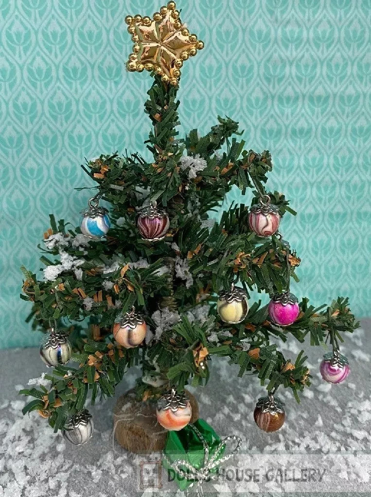 10 Handmade Christmas Tree Baubles Blend Mix, Dolls House Miniature Xmas