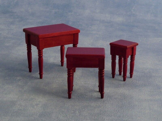 Nest Of Mahogany Tables, Dolls House Miniature Furniture, 1.12 Scale