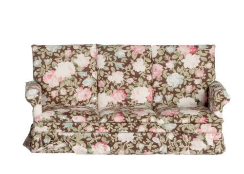 Floral 3 Seater Sofa, Dolls House Miniature, Furniture, Settee