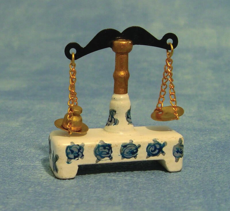 Chemist's Weighing Scales, Dolls House Miniatures, 1.12 Scale, Kitchen Accessory