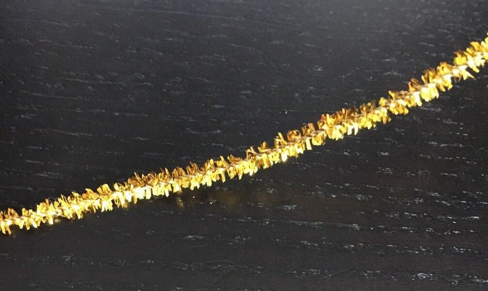 75" Of Gold Dolls House Christmas Tinsel, Dolls House Miniature, Tree Decoration