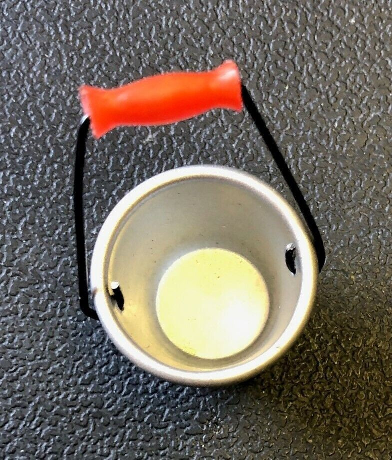 Bucket With Red Handle, Dolls House Miniature, Cleaning accessory, 1.12 Scale