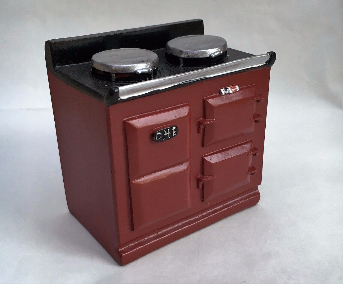 Red Aga Style Stove, Doll House Miniature, 1.12th Scale, Kitchen Cooker