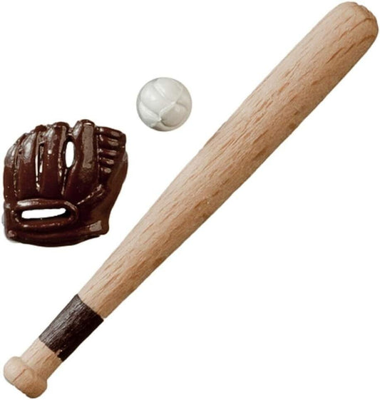 Baseball Bat, Ball & Mitt, Dolls House Miniature Sport Accessory