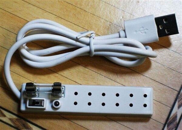 USB power for LED Lights. 6 socket extension with switch and fuse, Dolls House