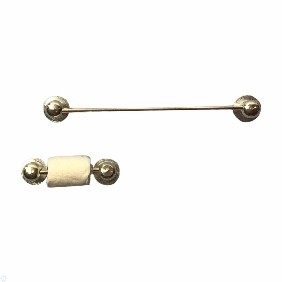 Silver Towel Rail & Toilet Roll Holder Dolls House Miniatures, Bathroom Fixtures