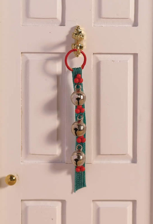 Jingle Bells Christmas Hanging Decoration, Dolls House Miniature Xmas Door Decor