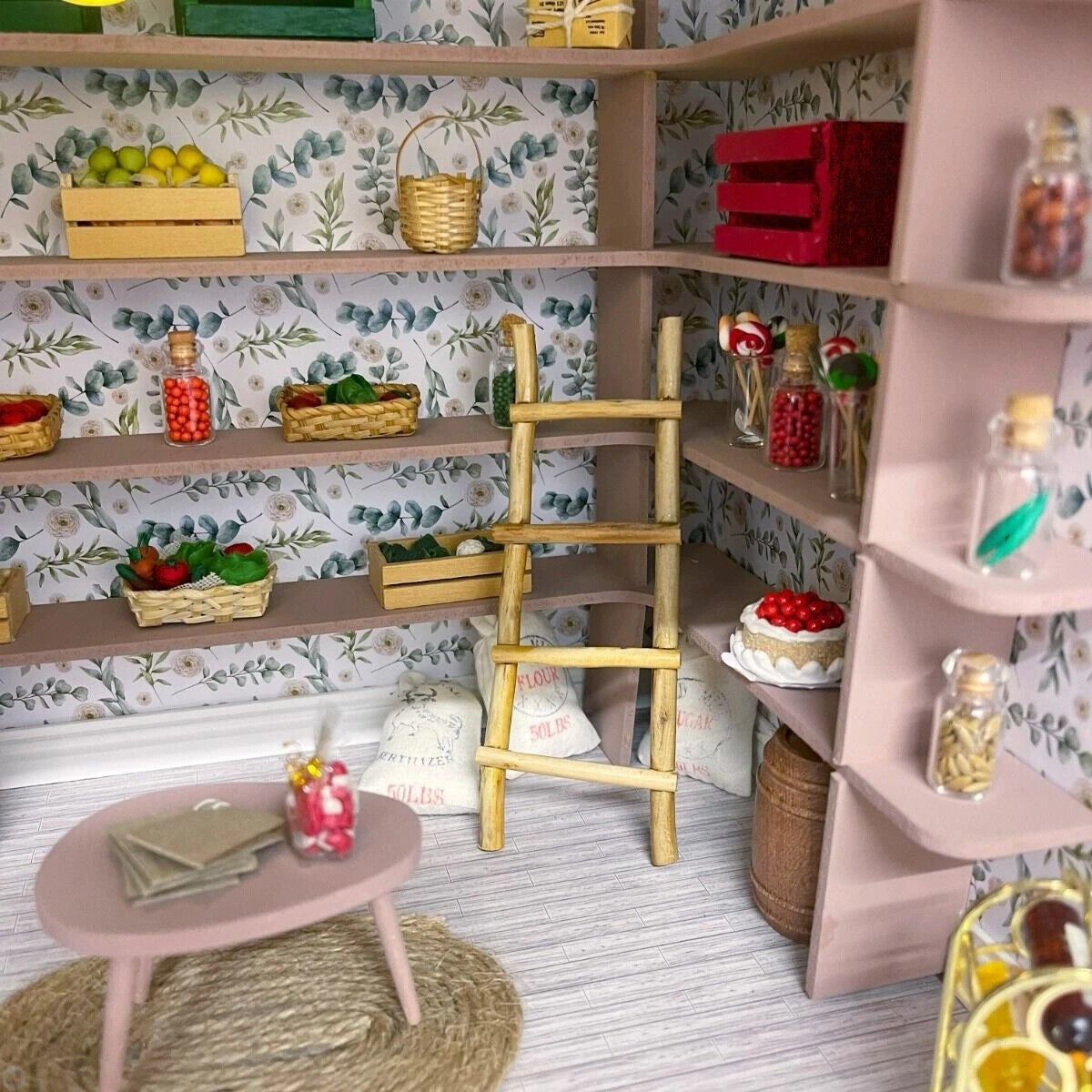Old Ladder Wooden, Dolls House Miniature 1/12 Scale, Hobbit, Gnome Rickety