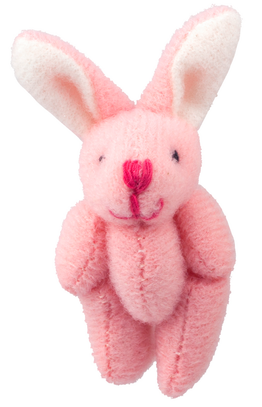 Cute Pink Bunny Rabbit Teddy, Dolls House Miniature, 1.12 Scale 60mm Tall