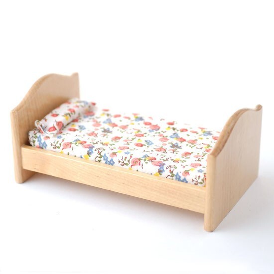Child's Bed In Pine, Dolls House Miniature, Bedroom Furniture, Small Bed