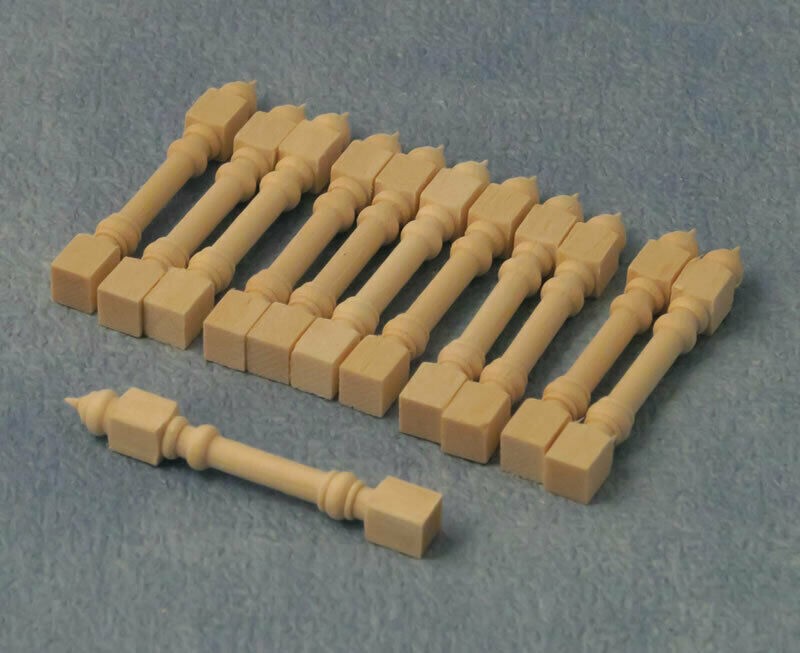 Wooden Stick Spindles Pack Of 12 (42mm), Dolls House Miniature, Stairs