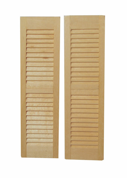 Pair of Wooden Louvre Window Shutters, Dolls House Miniatures DIY