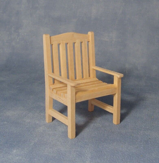Plain Wood Garden Chair, Miniature Dolls House Garden Accessory.Wooden Furniture