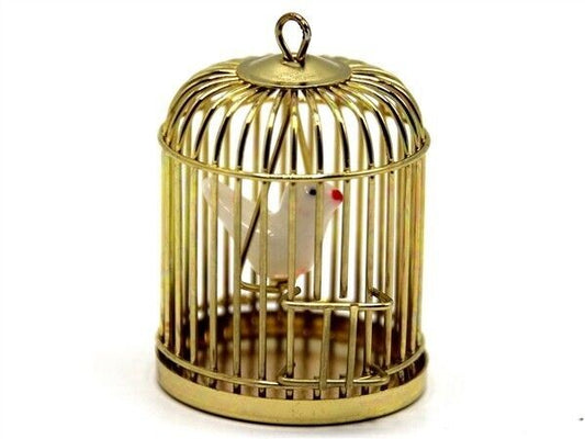 Golden Birdcage With Bird, Dolls House Miniature 1.12 Scale Bird