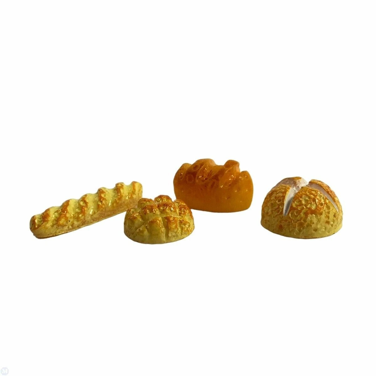 Small Set Of Loves & Baguette, Dolls House Food Bread Miniature, 1.12 Scale