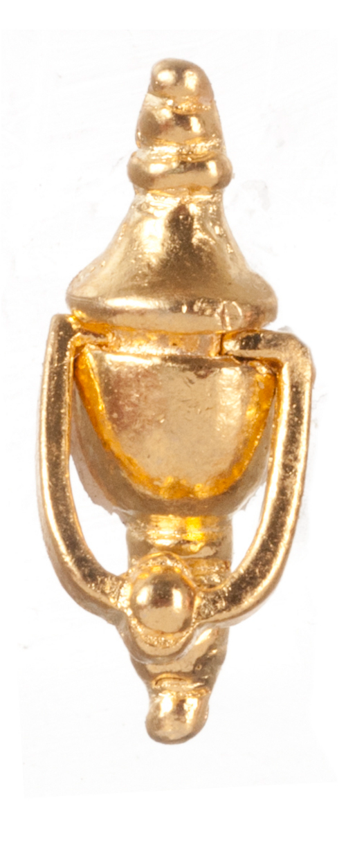 Working Gold Door Knocker, Dolls House Miniature Door Accessory. 1.12th Scale
