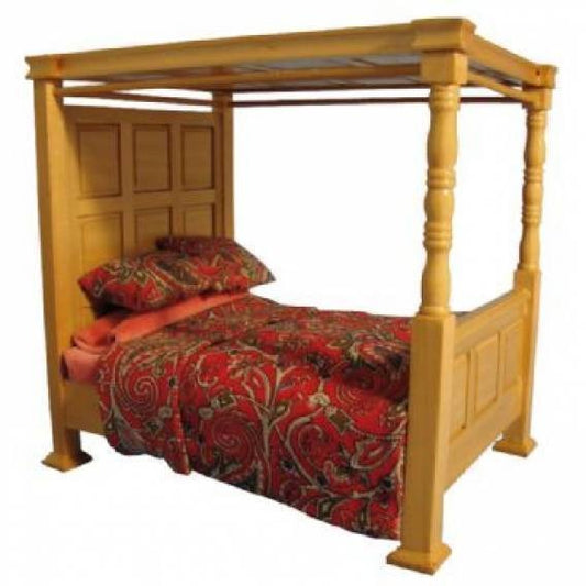 Tudor Style Double Bed Dolls House Miniature Bedroom Furniture 1.12 Scale