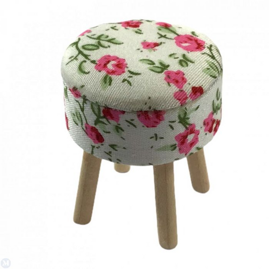 Floral Stool, Dolls House Miniature. Doll house furniture Seating 1/12