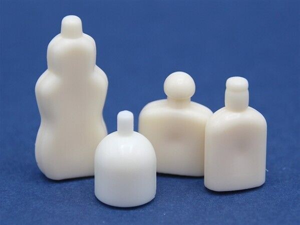 Set Of 4 Bath Bottles.  Dolls House Miniature, Bathroom Accessory 1/12 scale.