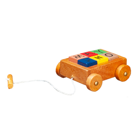 Pull Along Toy Wagon, Dolls House Miniature Nursery Accessory, 1.12 Scale