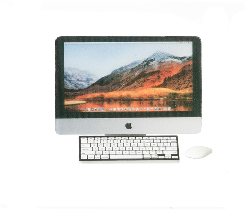 Computer, Monitor, Keyboard, Mouse, Doll House Miniature 1.12 Scale Apple Mac