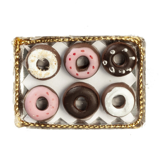 Donuts On A Tray, Dolls House Miniature, Food Drink 1.12 Scale