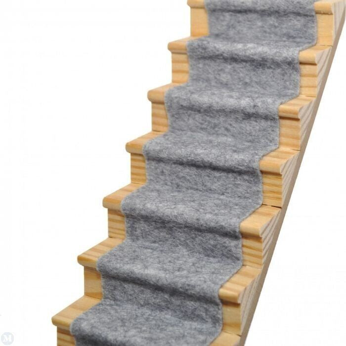 Koala Grey Stair Carpet, Dolls House Miniature 1.12 Scale Carpets, Adhesive Back