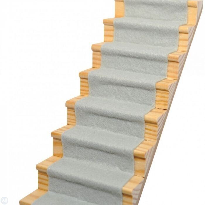 Light Grey Stair Carpet, Dolls House Miniature 1.12 Scale Carpets, Adhesive Back