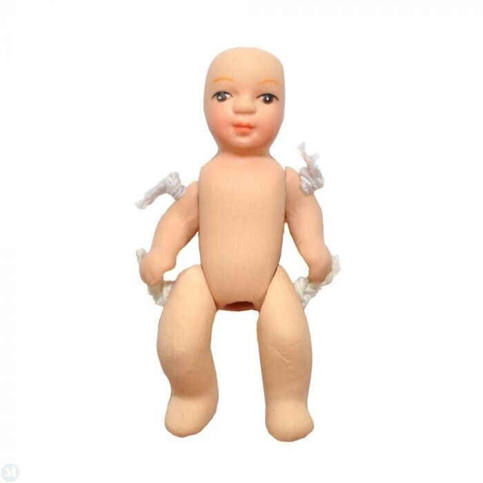 Undressed Porcelain Baby Doll, Dolls House Miniature 1.12 Scale, Child