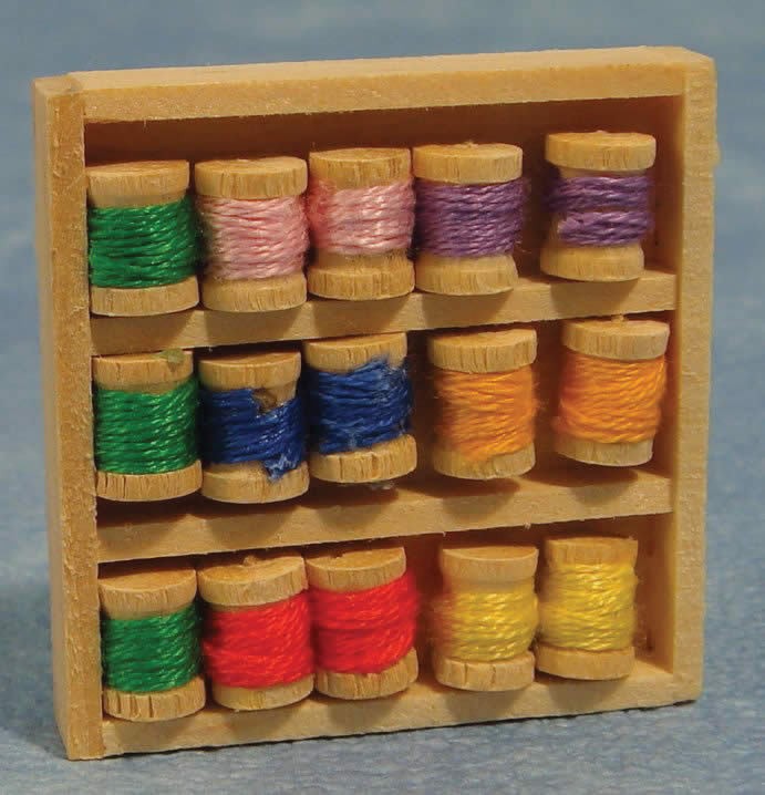 Box Of Spool Cottons, Dolls House Miniatures, 1.12 Scale Sewing Accessory
