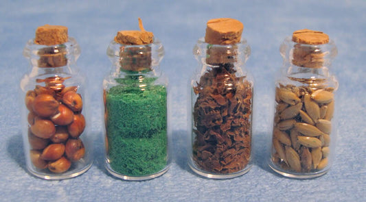Four Filled Glass Food Jars. Dolls House Miniature, 1:12 Scale  Kitchen