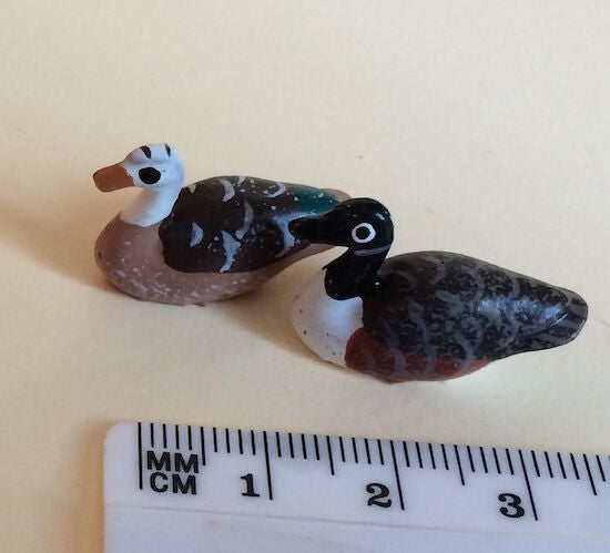 Pair of Ducks Dolls House Miniature Bathtime  or Garden Pond Scene