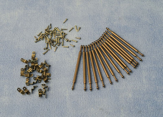Antique Stair Rods, ( set of 15 rods & 30 brackets ), Dolls House Miniature