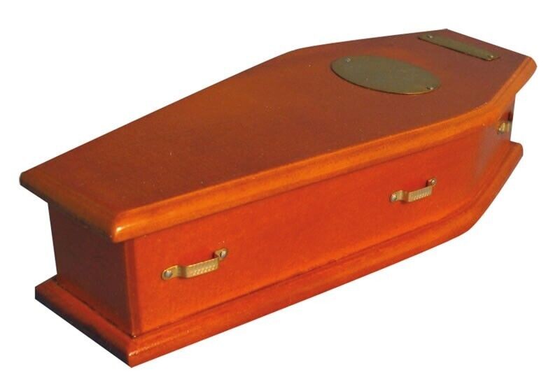 Lined Wood Coffin, Miniature Coffin 1:12 Scale, Dolls House Miniatures