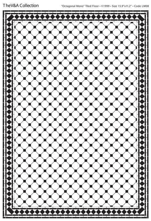 Octagonal mono tiled floor, dolls house miniature, flooring