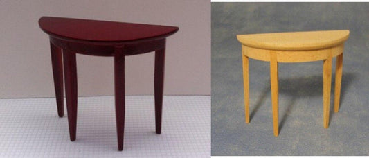 Side table half moon, bare wood or mahogany miniature table, dolls house
