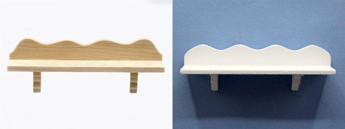 Wall shelf two options of colour, dolls house miniature, white or bare wood