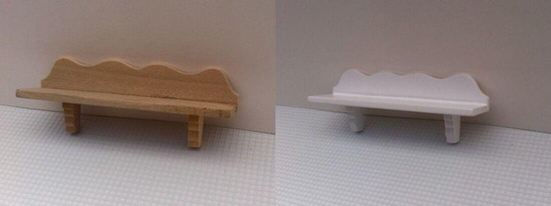 Wall shelf two options of colour, dolls house miniature, white or bare wood