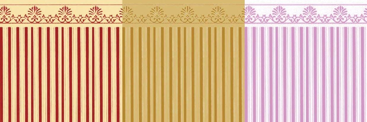3 sheets of majestic wallpaper, choice of colours, dolls house miniatures,