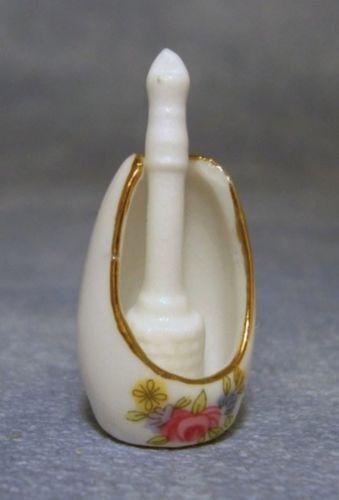 Toilet brush, floral pattern or plain white, doll house miniatures, Bathroom