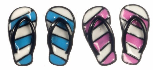 Flip flops blue or pink , dolls house miniature dolls & clothing beach seaside
