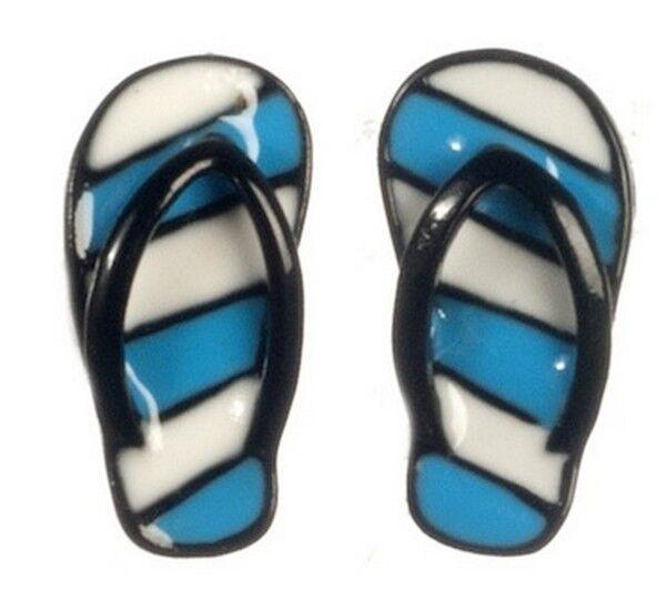 Flip flops blue or pink , dolls house miniature dolls & clothing beach seaside