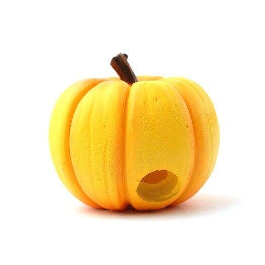 Large carved pumpkin, dolls house miniatures, halloween garden accessory