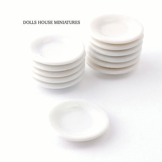 Dolls House Miniatures Twelve White Dinner Plates