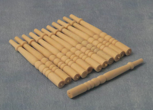 Wooden Spindles Pack Of 12 (65mm), Dolls House Miniature, Stairs