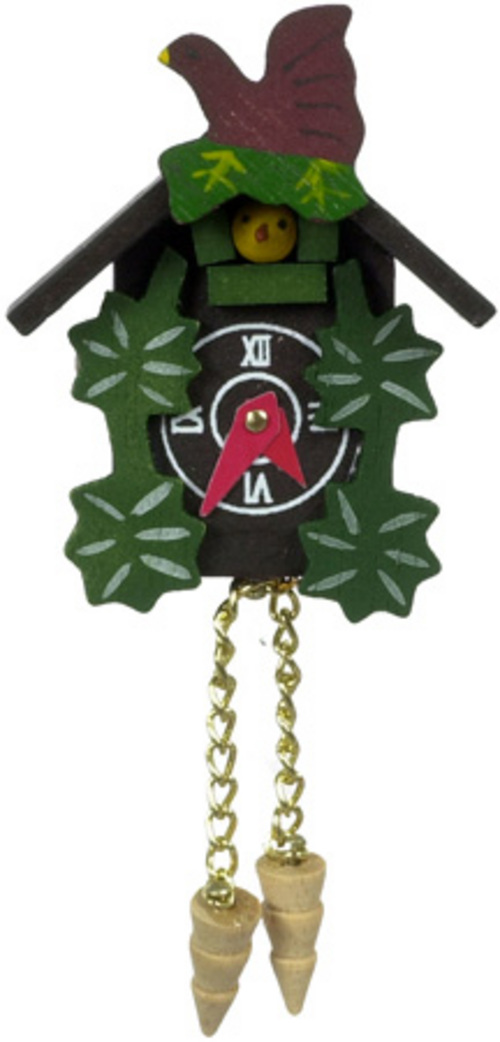 Wooden Cuckoo Clock, Doll House Miniatures, 1.12 Scale Accessory, Wall Decor 2"