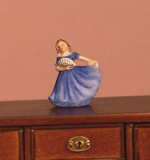 Ornamental Lady Blue Dolls House Ornament, Dancing Girl in Dress Miniature