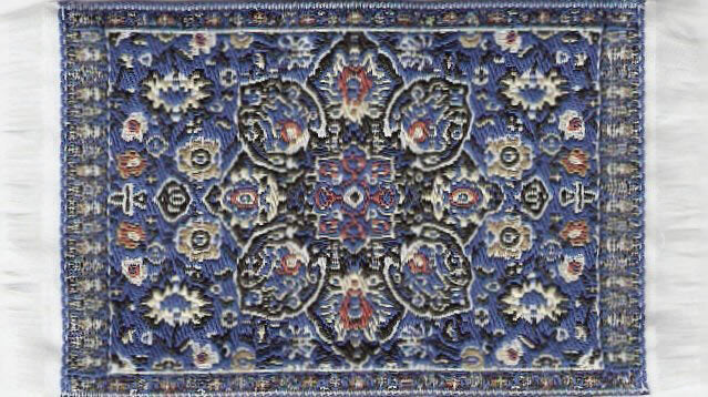 Small Turkish Carpet Rug Blue Patterned, Dolls House Miniature,