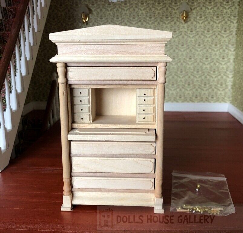 Bare Wood Writing Bureau, Dolls House Miniatures, Miniature Furniture