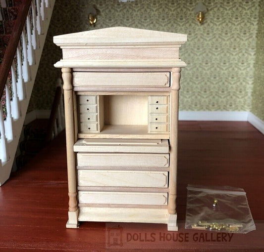 Bare Wood Writing Bureau, Dolls House Miniatures, Miniature Furniture